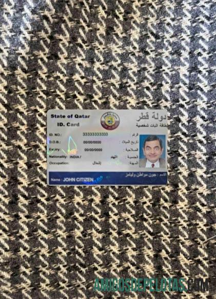 Qatar ID Card olhar de foto frente modelo
